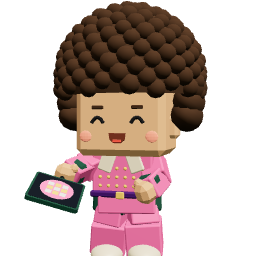Actual Disco Inferno player with an afro, pink disco outfit, and themed paddle