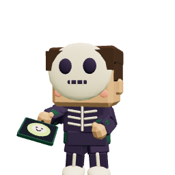 Actual Spooky player in a playful skeleton costume